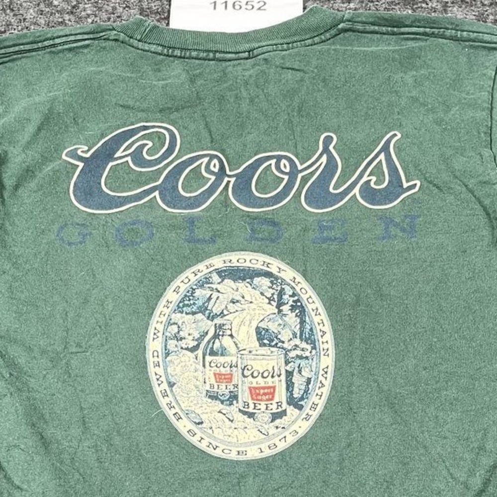 Tee Luv Coors Golden Beer Graphic T-Shirt Mens Small Green Retro Short Sleeve